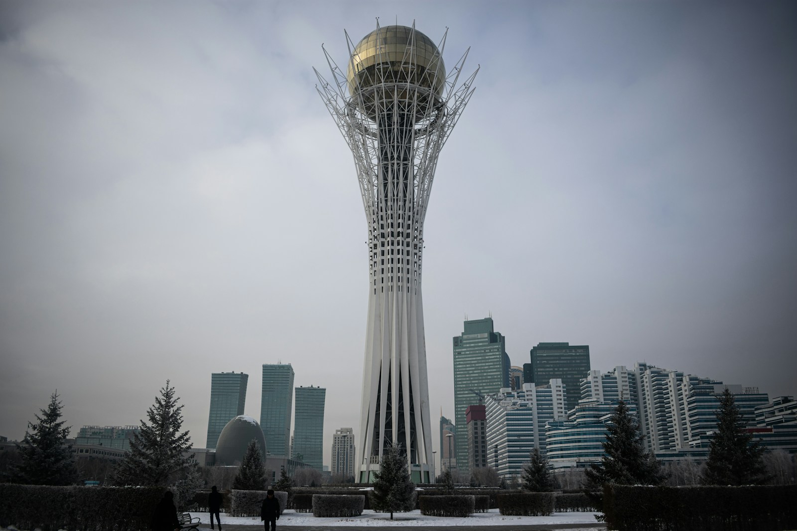 Baiterek Tower above the streets of Astana